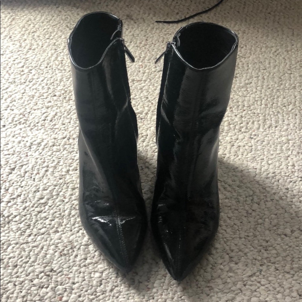 Black patent leather booties